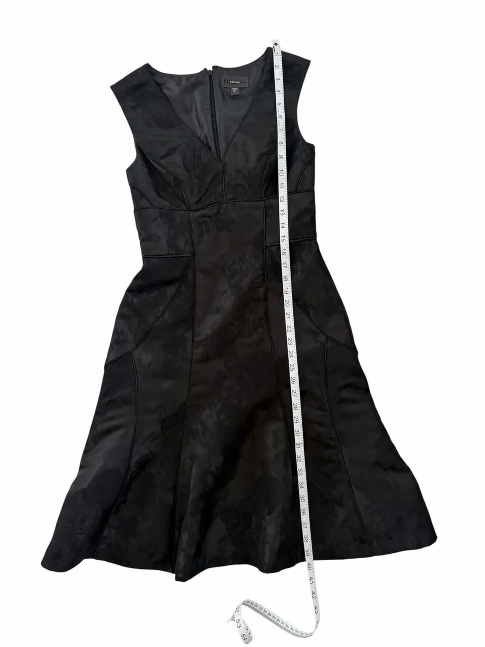 Vera Wang Black Floral Jacquard Fit & Flare Cocktail Dress Size 2